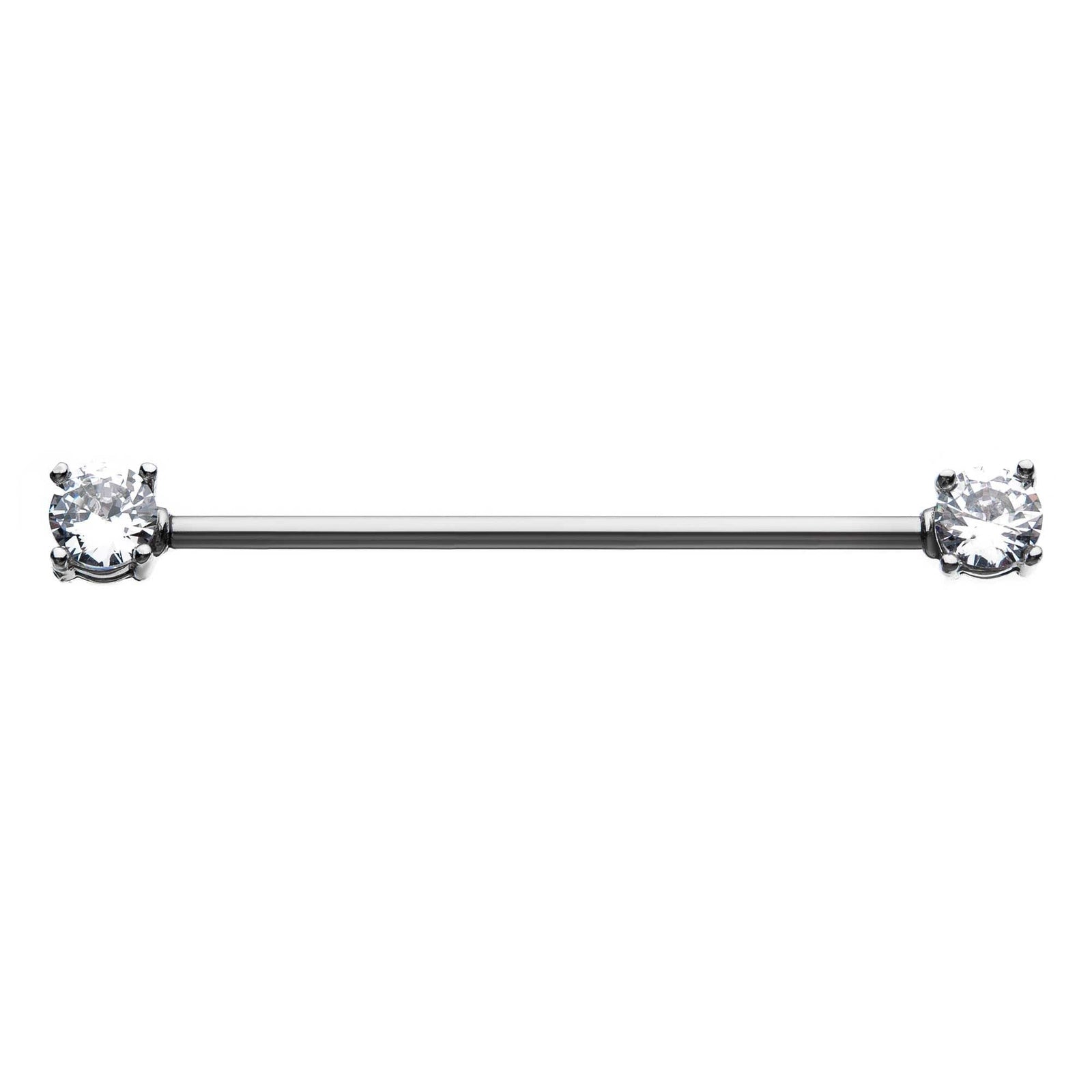 Indistrial Barbell Prong Set Clear CZ Industrial Barbell -Rebel Bod-RebelBod