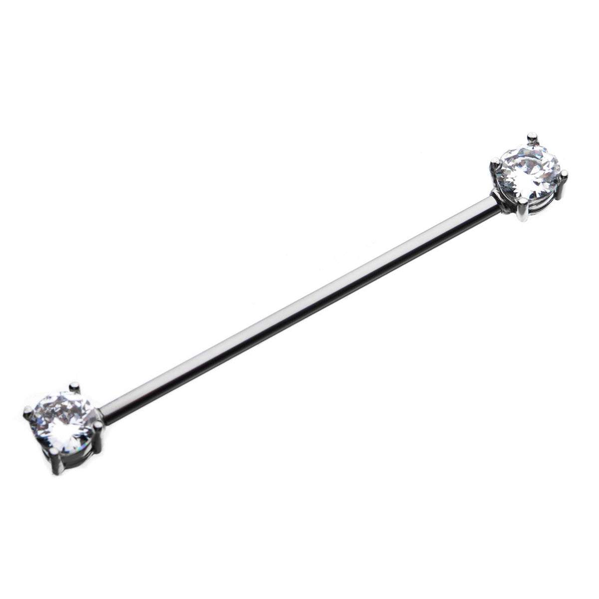 Indistrial Barbell Prong Set Clear CZ Industrial Barbell -Rebel Bod-RebelBod