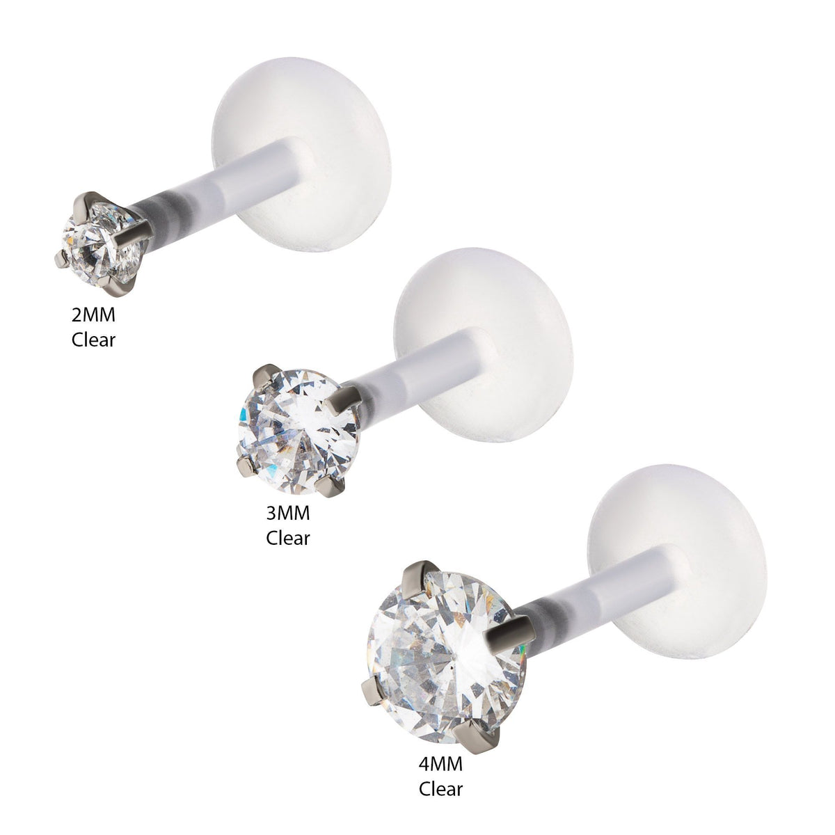 Prong Set CZ Gem Top Biopierce Labret Retainer - 1 Piece