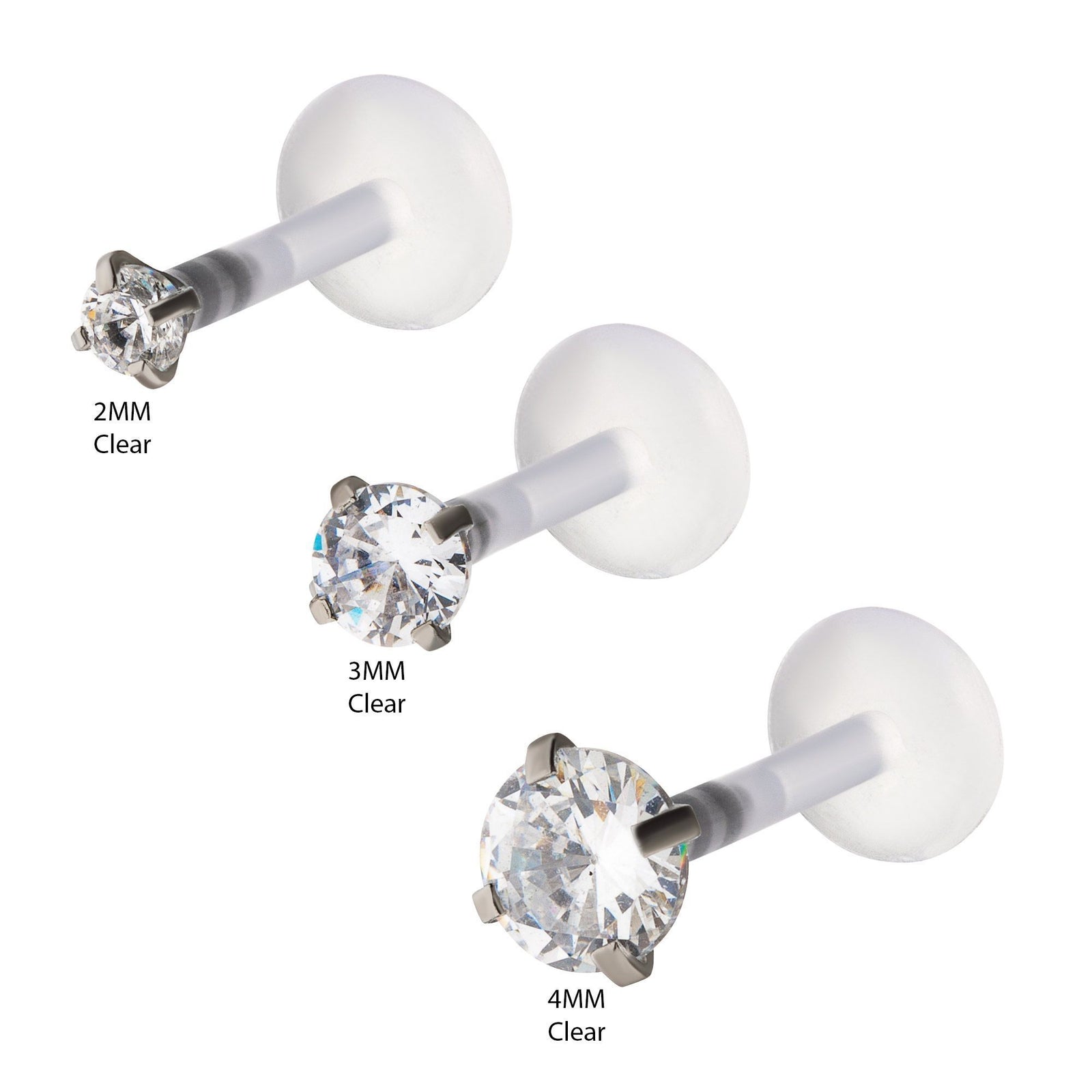 Prong Set CZ Gem Top Biopierce Labret Retainer - 1 Piece