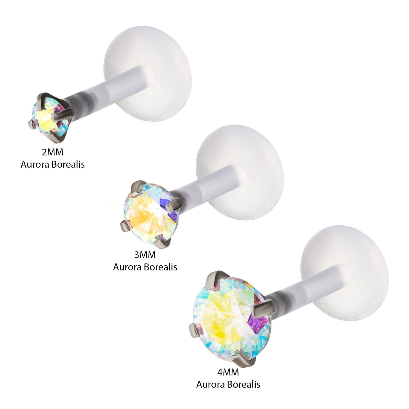 Prong Set CZ Gem Top Biopierce Labret Retainer - 1 Piece