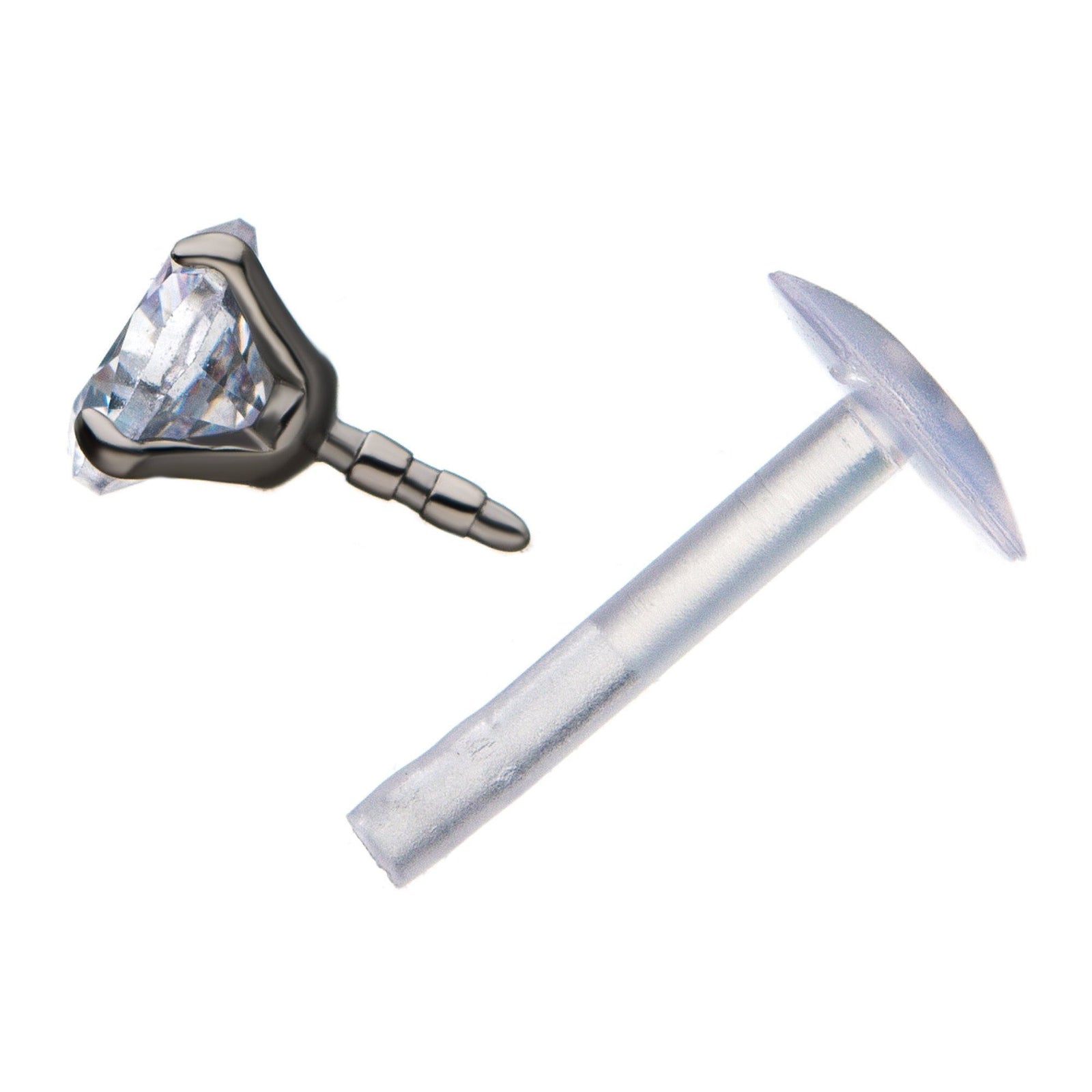 Prong Set CZ Gem Top Biopierce Labret Retainer - 1 Piece