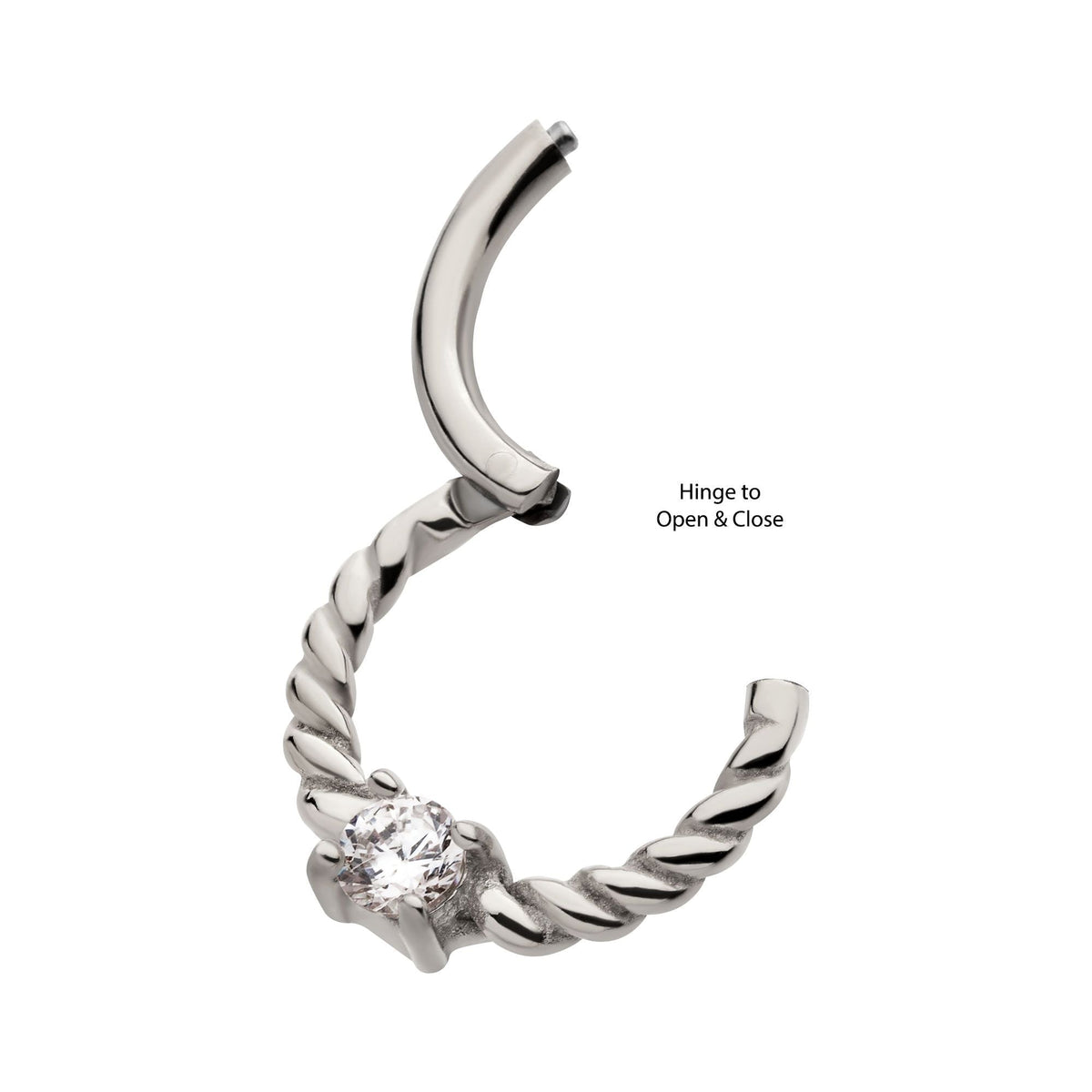 SEAMLESS CLICKER Prong Set CZ Twisted Front Facing Hinged Segment Clicker -Rebel Bod-RebelBod