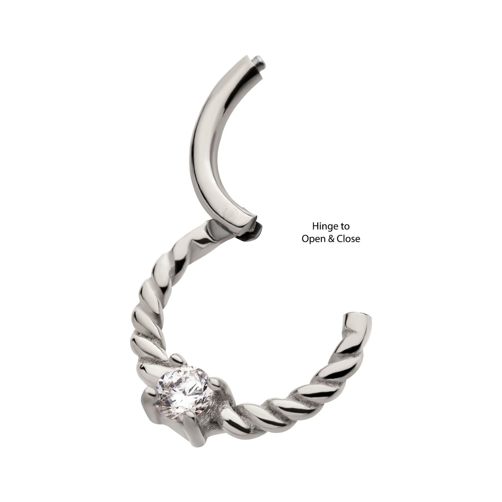SEAMLESS CLICKER Prong Set CZ Twisted Front Facing Hinged Segment Clicker -Rebel Bod-RebelBod