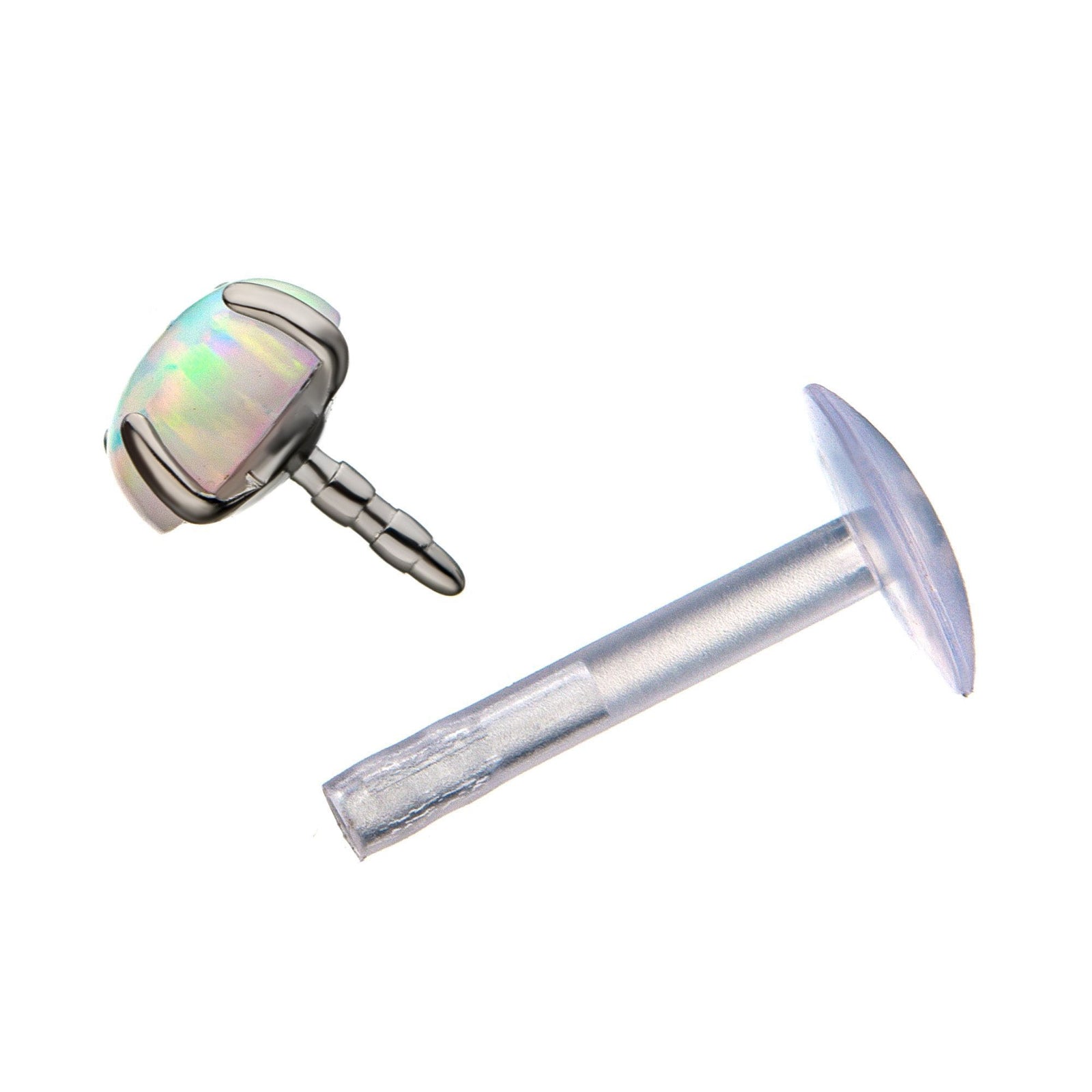 Prong Set Opal Top Biopierce Labret Retainer - 1 Piece