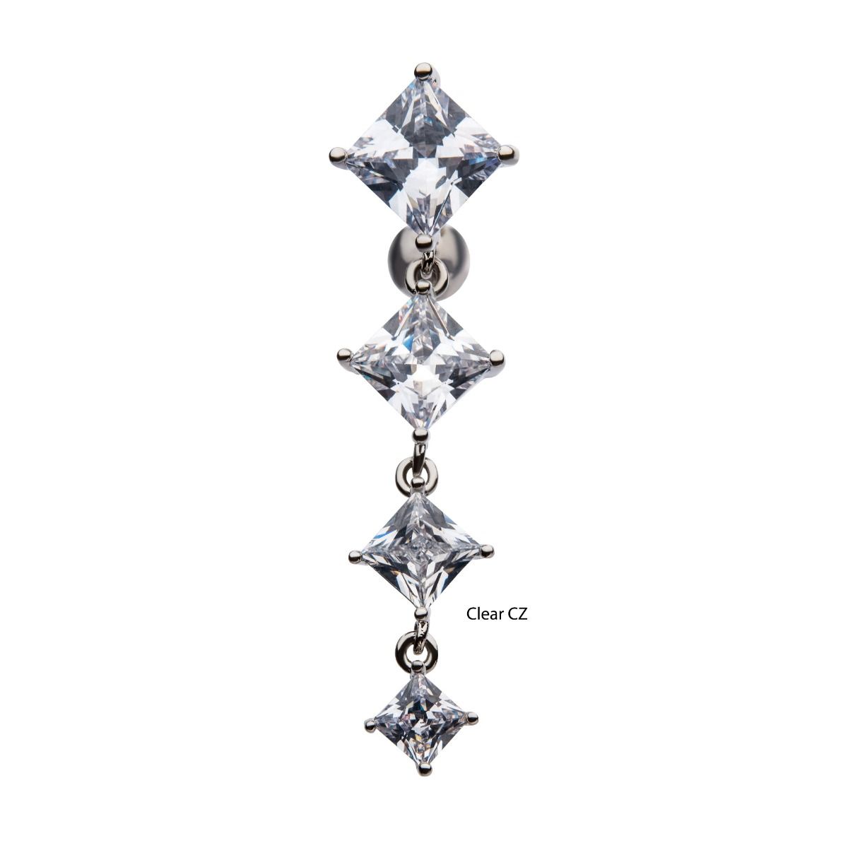 TBD-Belly Prong Set Square CZ Top Down Navel -Rebel Bod-RebelBod