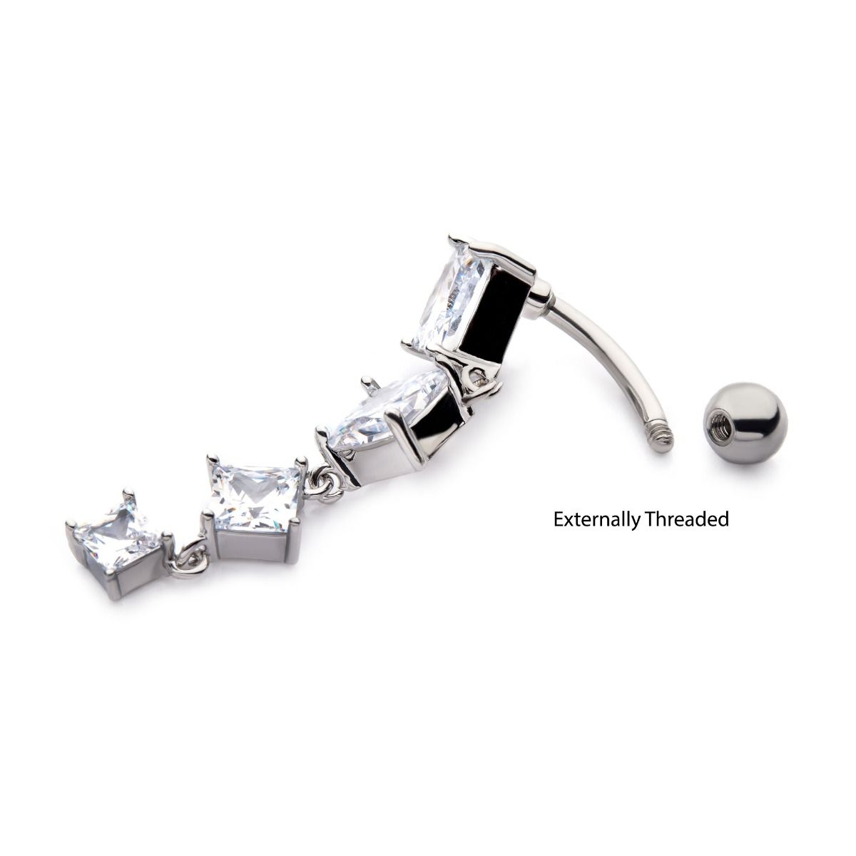 TBD-Belly Prong Set Square CZ Top Down Navel -Rebel Bod-RebelBod