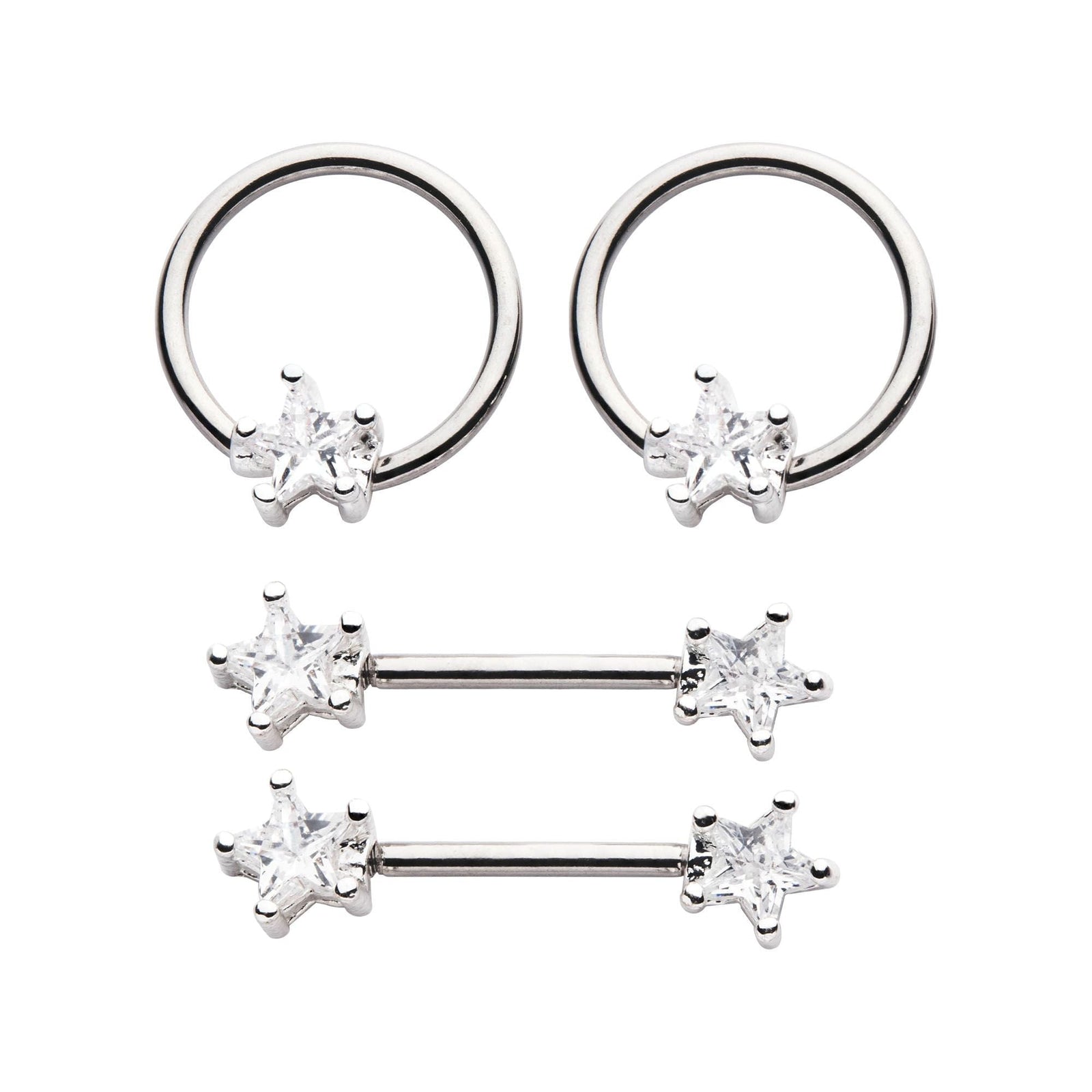 Nipple Barbell Prong Set Star CZ Gem Nipple Jewelry CBR Multi Pack - 1 Pack -Rebel Bod-RebelBod