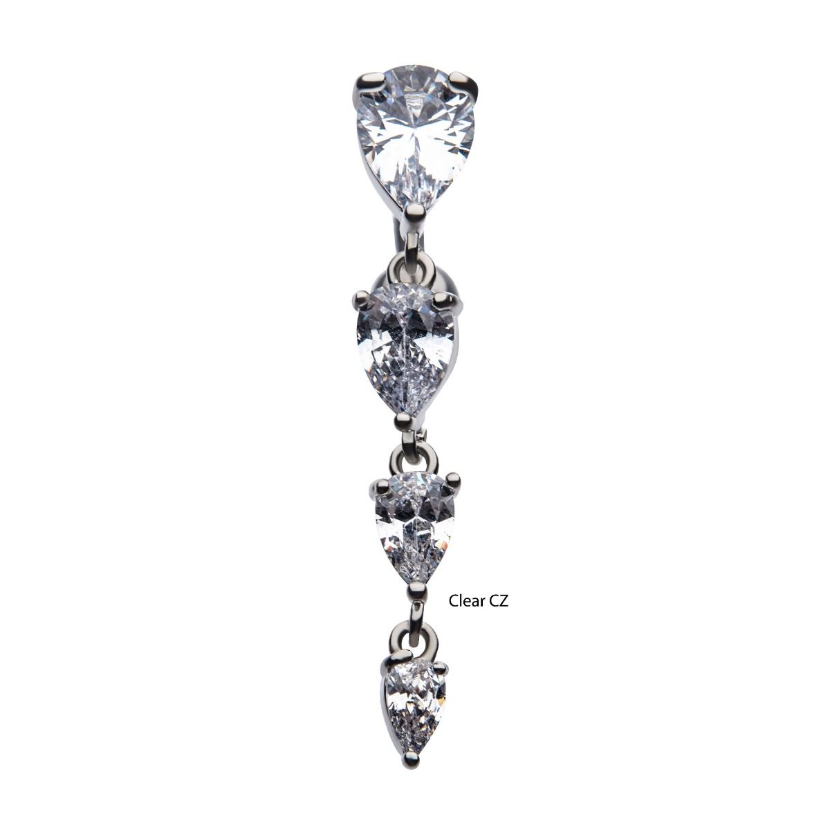 TBD-Belly Prong Set Teardrop CZ Top Down Navel -Rebel Bod-RebelBod