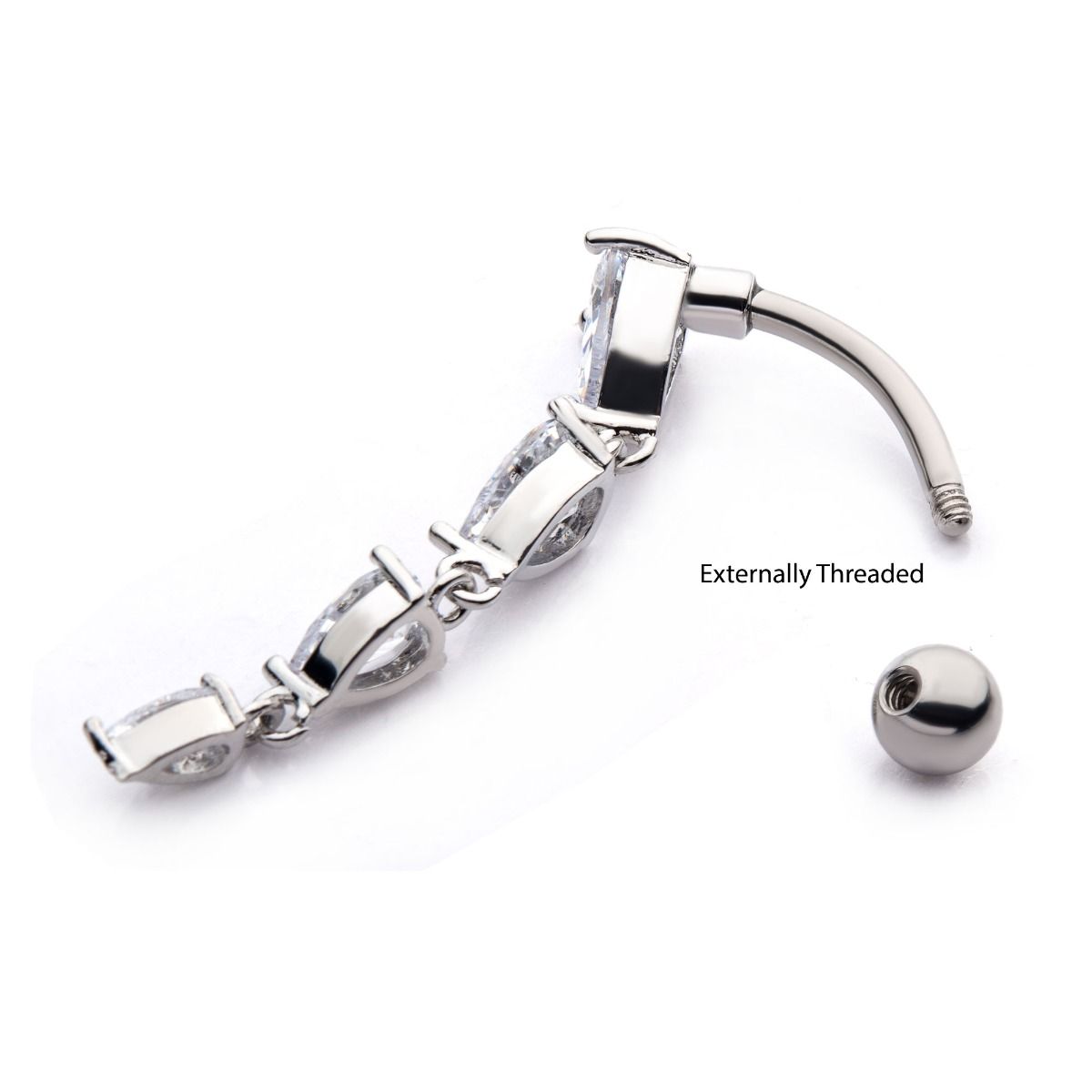 TBD-Belly Prong Set Teardrop CZ Top Down Navel -Rebel Bod-RebelBod