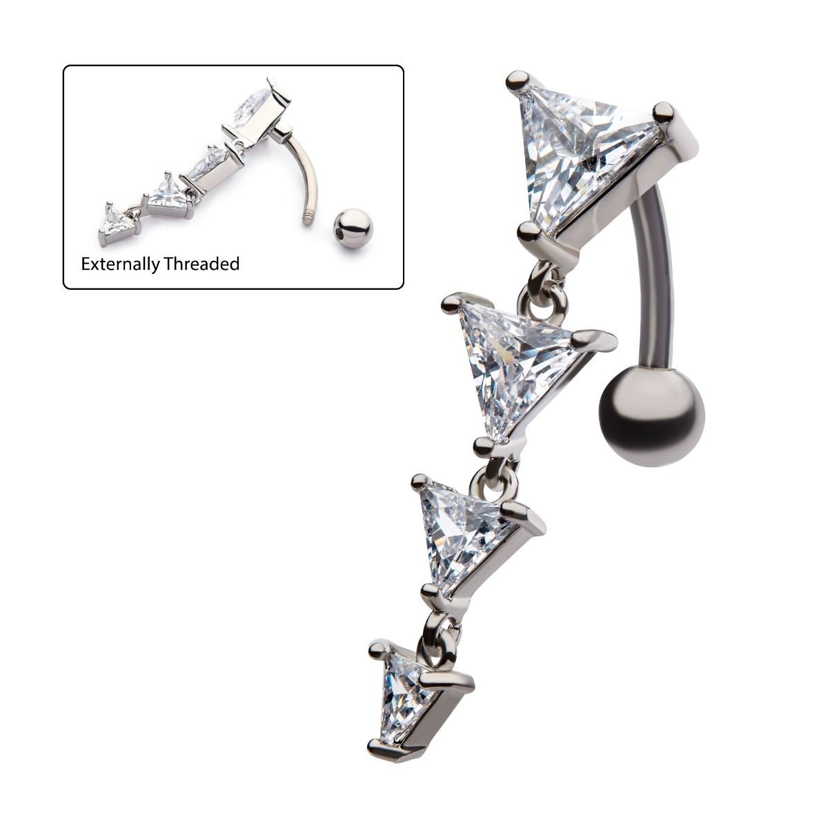 TBD-Belly Prong Set Triangle CZ Top Down Navel -Rebel Bod-RebelBod