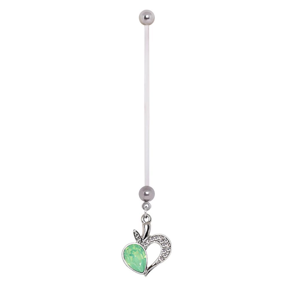 PTFE Jeweled Green Apple Dangle Pregnancy Navel Ring