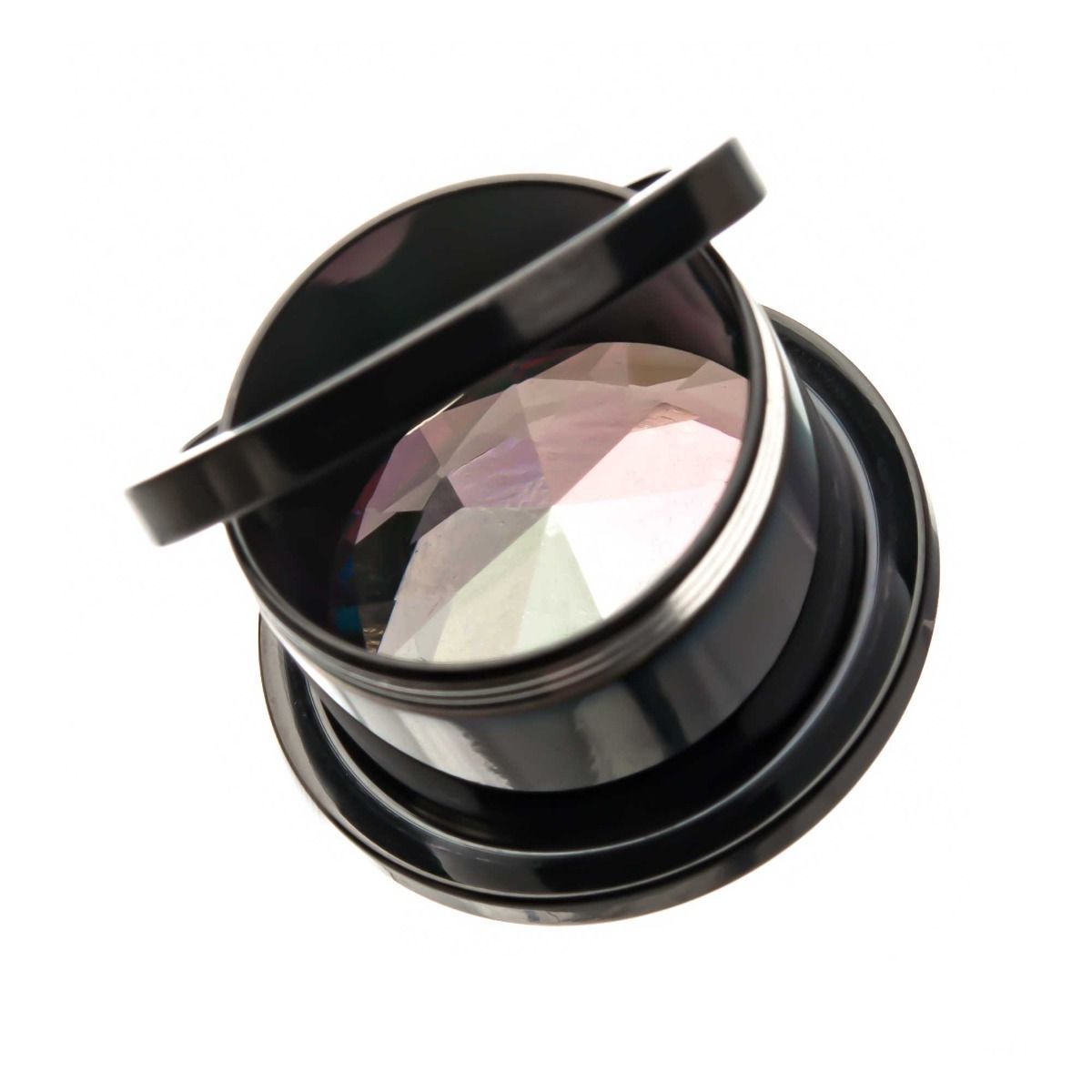 Plugs Earrings - Double Flare Purple and Green CZ Black Plated Screw Fit Plugs - 1 Pair sbvps2836kag -Rebel Bod-RebelBod