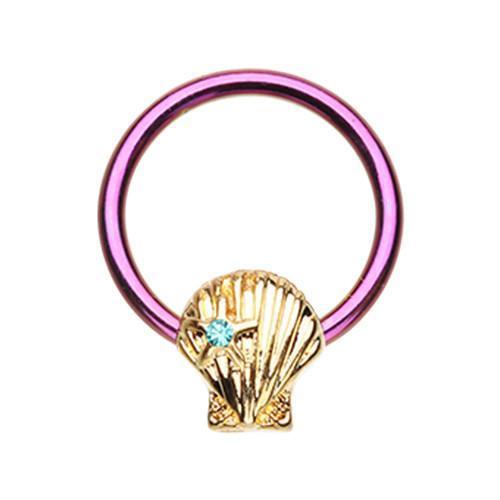 Purple Ariel's Seashell Captive Bead Ring