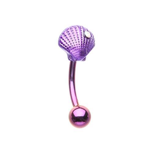 Purple/Aurora Borealis Ariel's Seashell Curved Barbell Eyebrow Ring