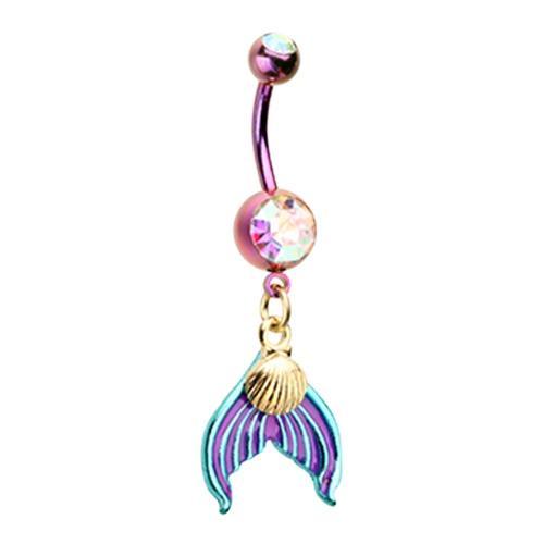 Purple/Aurora Borealis Oceanic Mermaid Tail Belly Button Ring