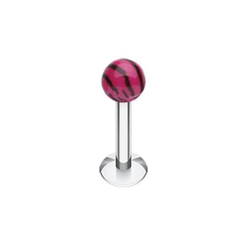 Purple/Black Tiger Stripe UV Acrylic Ball Top Labret