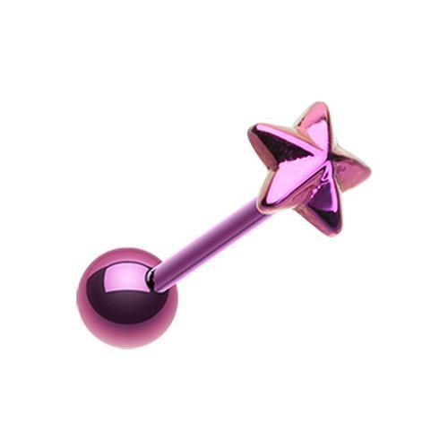 Purple Black PVD Nautical Star Top Barbell Tongue Ring