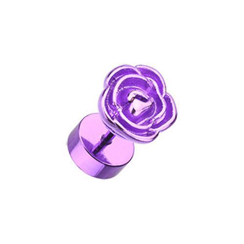 Purple Black Rose Blossom Fake Plug - 1 Pair