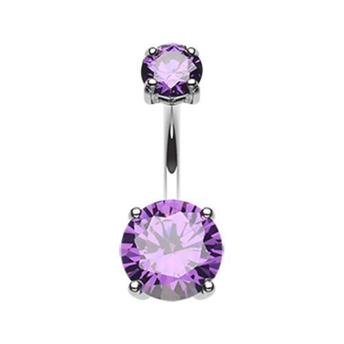 Purple Brilliant Gem Prong Sparkle Belly Button Ring