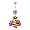 Purple Bumble Bee Love Belly Button Ring