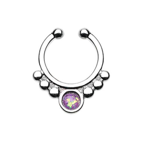 Purple Classic Opal Grandiose Fake Septum Clip-On Ring