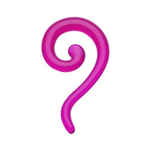 Purple Claw Hook Acrylic Ear Gauge Spiral Hanging Taper - 1 Pair