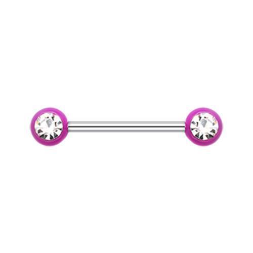 Purple/Clear Acrylic Gem Ball Nipple Barbell - 1 Piece