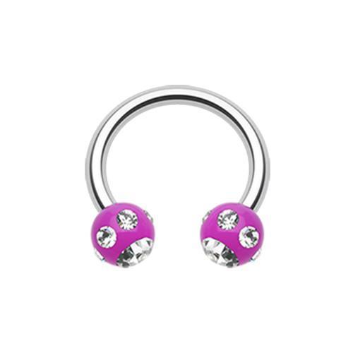 Purple/Clear Aurora Gem Ball Acrylic Horseshoe Circular Barbell