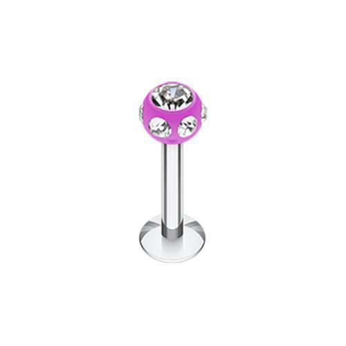 Purple/Clear Aurora Gem UV Acrylic Ball Top Labret