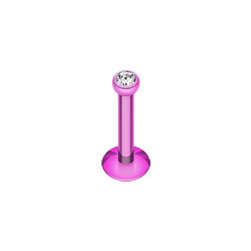 Purple/Clear Black Gem Ball Internally Threaded Labret