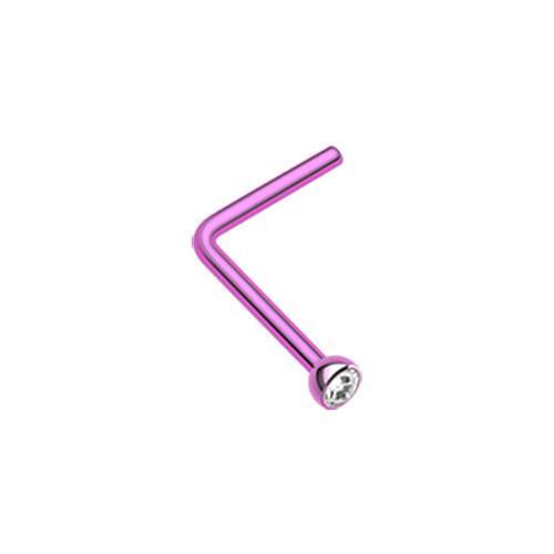 Purple/Clear Press Fit Gem Top L-Shape Nose Ring