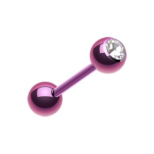 Purple/Clear PVD Gem Ball Barbell Tongue Ring