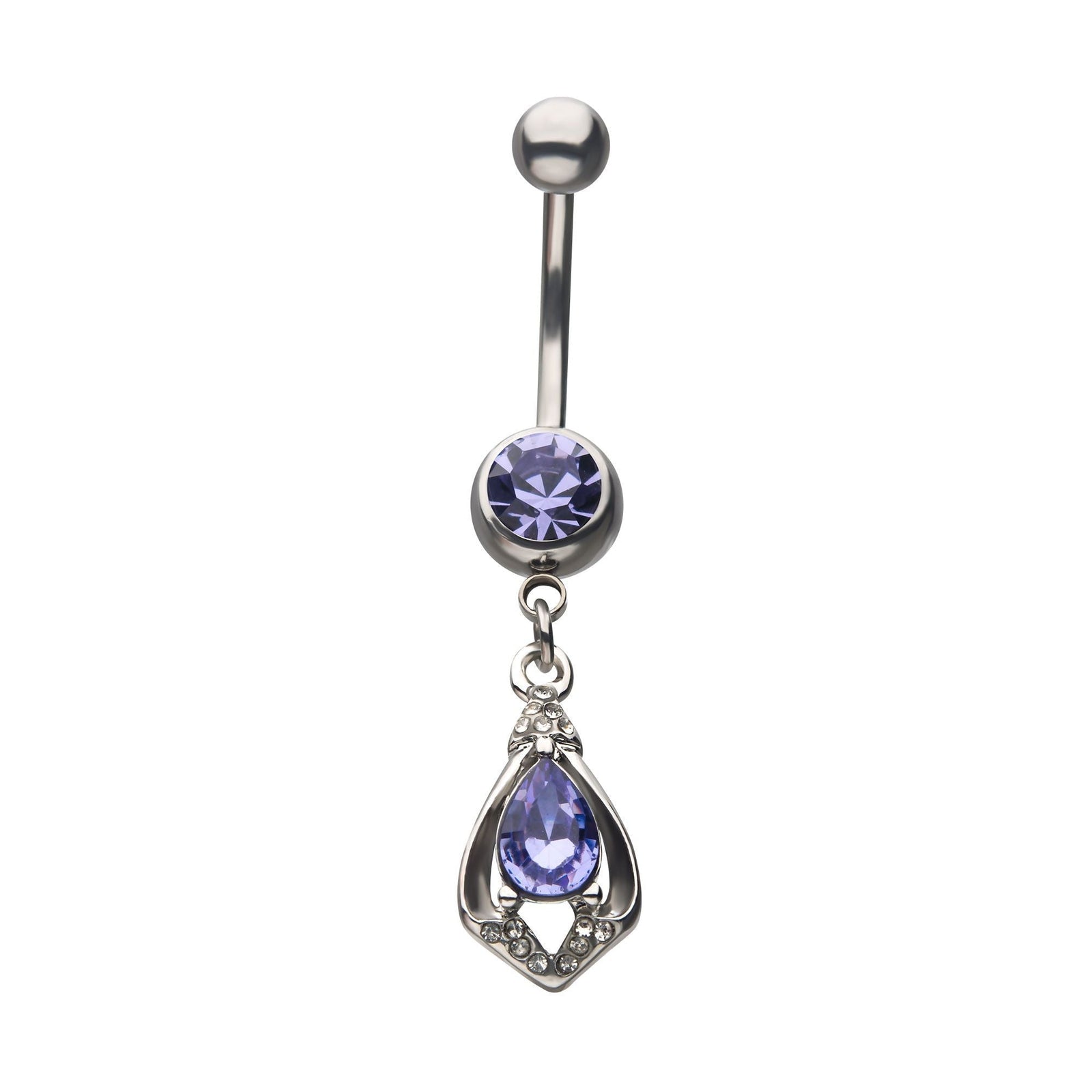 TBD-Belly Purple Clear Gem Dangle Navel -Rebel Bod-RebelBod