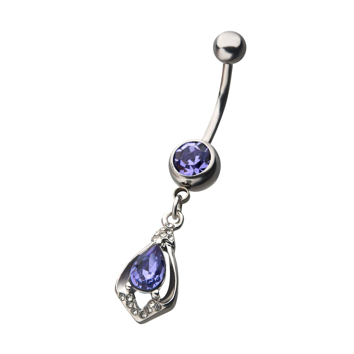 TBD-Belly Purple Clear Gem Dangle Navel -Rebel Bod-RebelBod