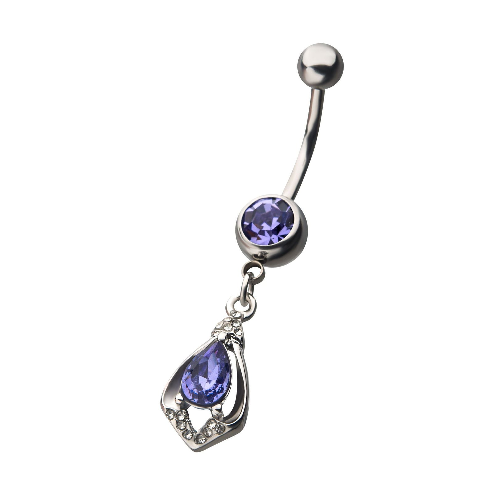 TBD-Belly Purple Clear Gem Dangle Navel -Rebel Bod-RebelBod