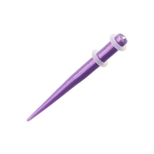 Purple/Clear Metallic Iridescent Sparkle Gem Acrylic Ear Stretching Taper - 1 Pair