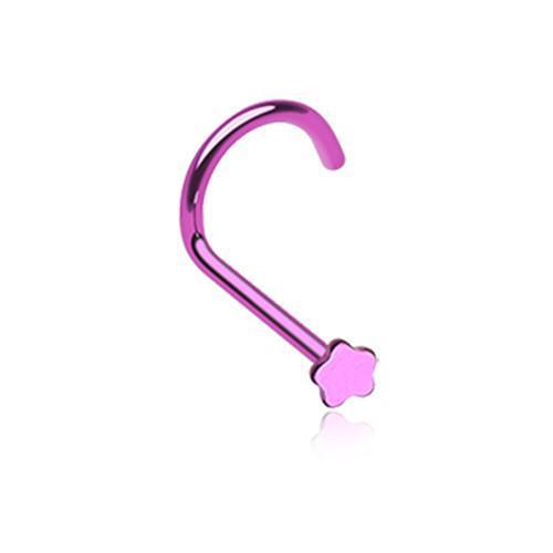 Purple Flower Nose Screw Ring