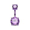 Purple Gem Prong Sparkle Belly Button Ring