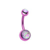 Purple Opal Glitter Shower Belly Button Ring