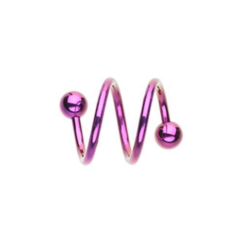 Purple PVD Double Twist Spiral Ring