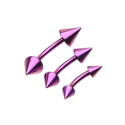 Purple PVD Spike Curved Barbell Ring