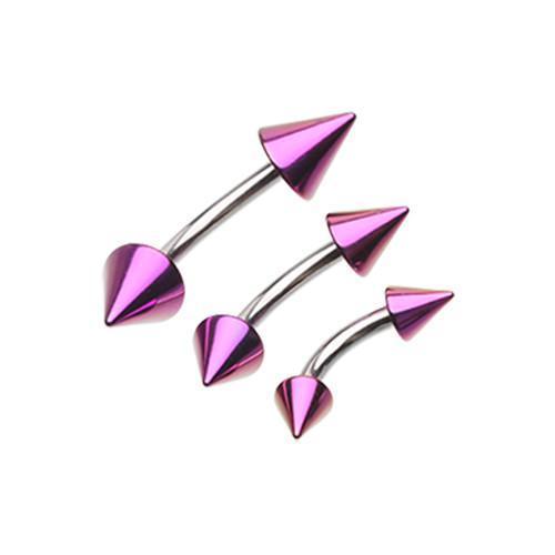 Purple PVD Spike Top Curved Barbell Ring