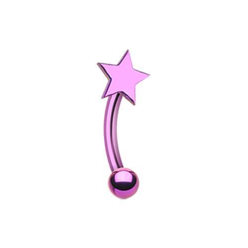 Purple PVD Star Curved Barbell Eyebrow Ring