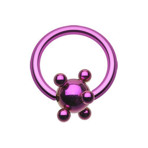Purple PVD Studded Ball Captive Bead Ring