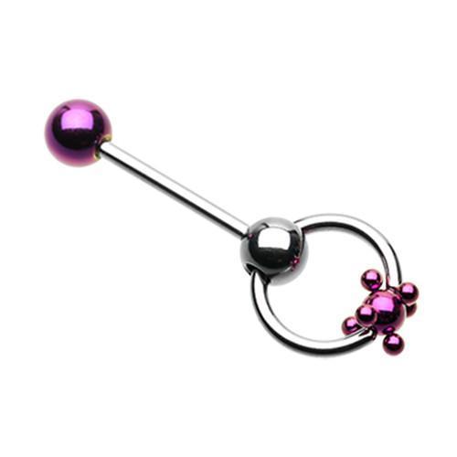 Purple PVD Studded Ball Slave Barbell Ring