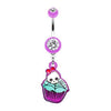 Purple Emo Skull Cupcake Belly Button Ring