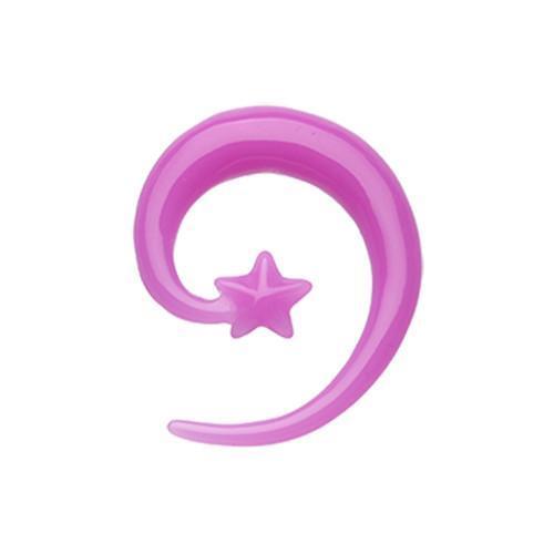 Purple Falling Star Spiral Acrylic Ear Gauge Spiral Hanging Taper - 1 Pair