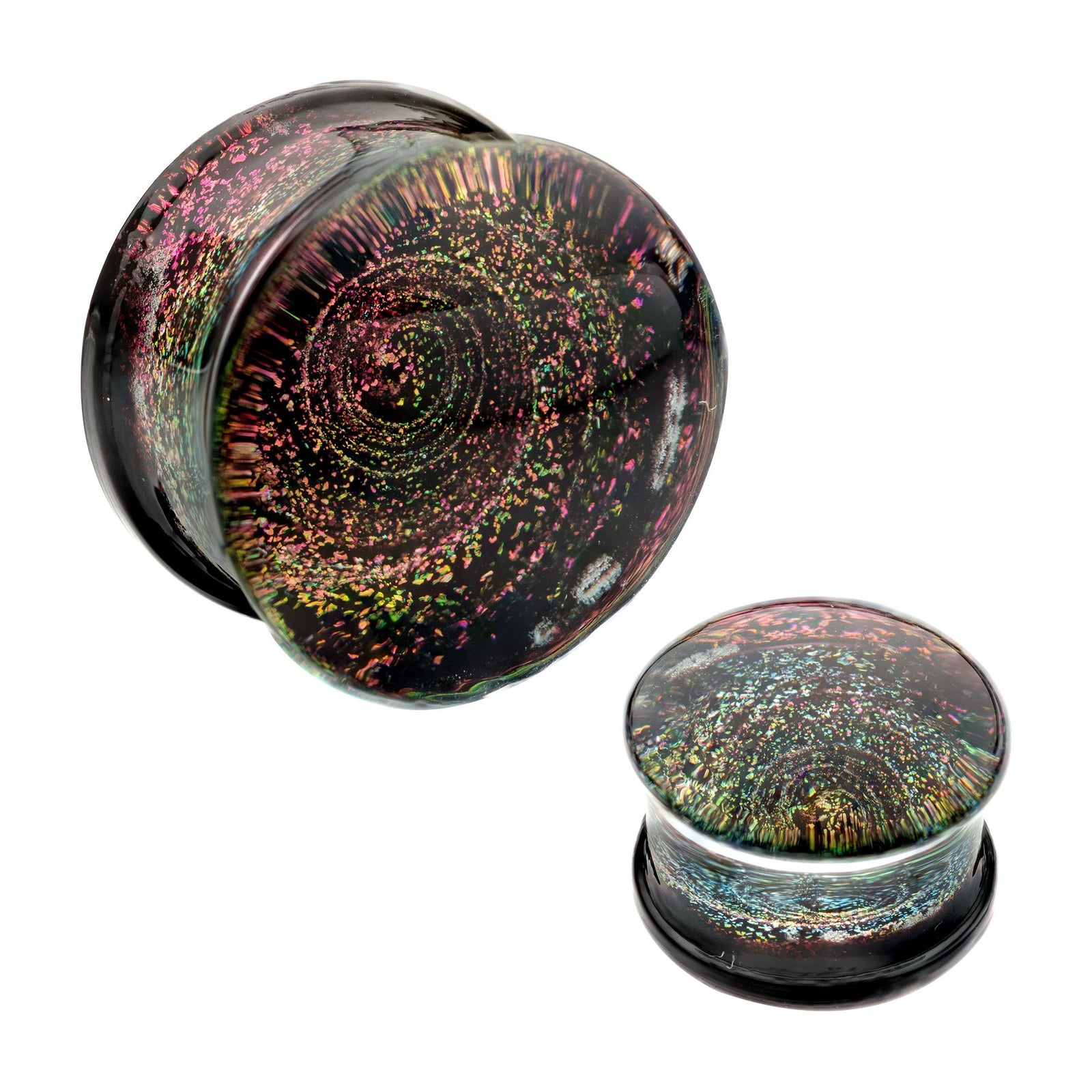 Organics Purple Galaxy Swirl Double Flare Glass Plug pgls302a-2pr -Rebel Bod-RebelBod