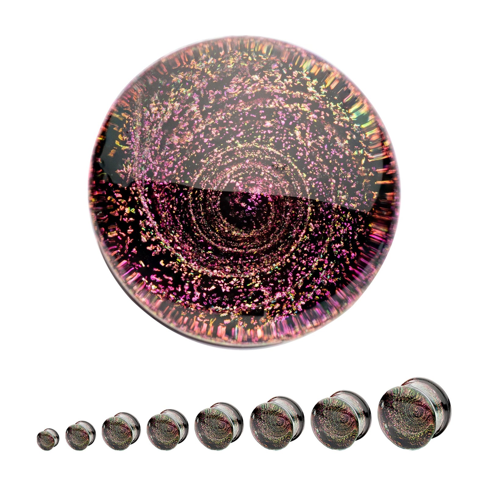 Organics Purple Galaxy Swirl Double Flare Glass Plug pgls302a-2pr -Rebel Bod-RebelBod